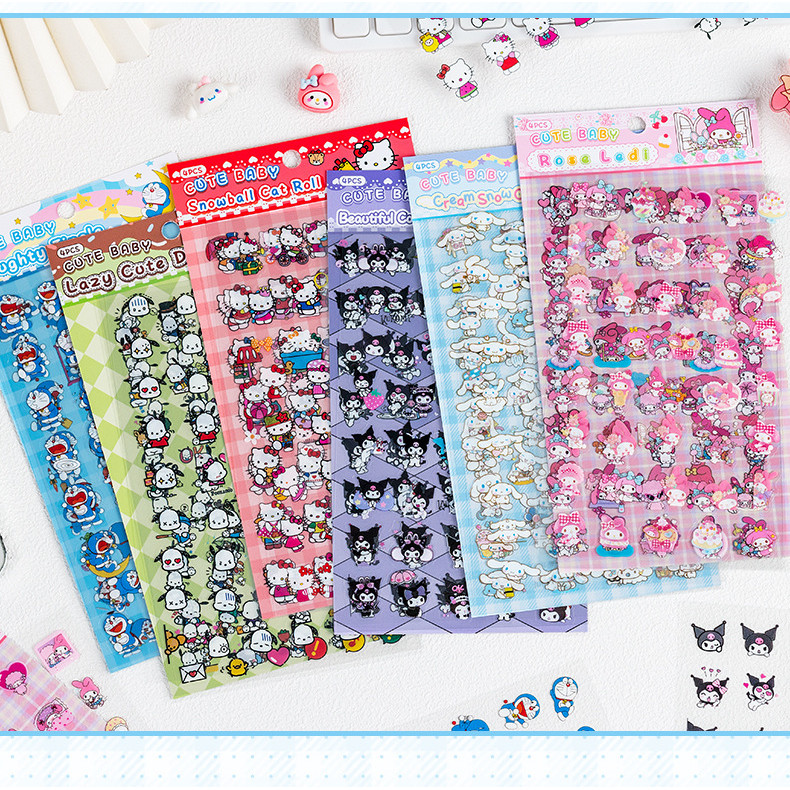 SANRIO สติกเกอร์ ซานริโอ สติกเกอร์สัตว์เลี้ยงนักเรียนคู่มือสติกเกอร์การ์ตูนสัตว์ไดอารี่วัสดุตกแต่ง
