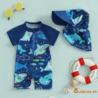 Toddler Boys Rash Guard ชุดว่ายน้ํา Playsuits Shark พิมพ์ซิป…