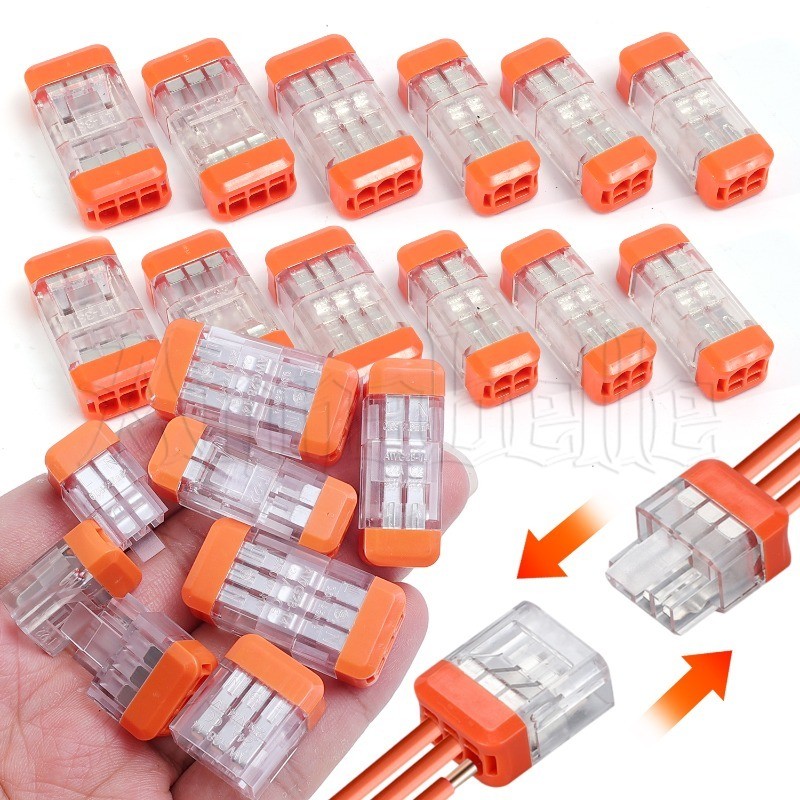 3 ชิ้น 2/3 หลุม Quick สายไฟ Terminal - กล่องแยกสายไฟ - Multi-cuit Wire Splitter - Compact Terminal Block - Push-in Spring Splicing Butt - Quick Wire Connectors