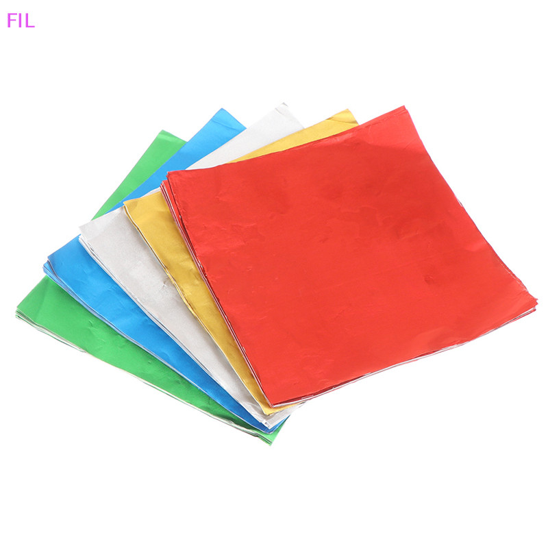 FIL 100 แผ่น 20*20 ซม. กระดาษแรปเปอร์อลูมิเนียมฟอยล์ กระดาษช็อคโกแลตงานแต่งงาน