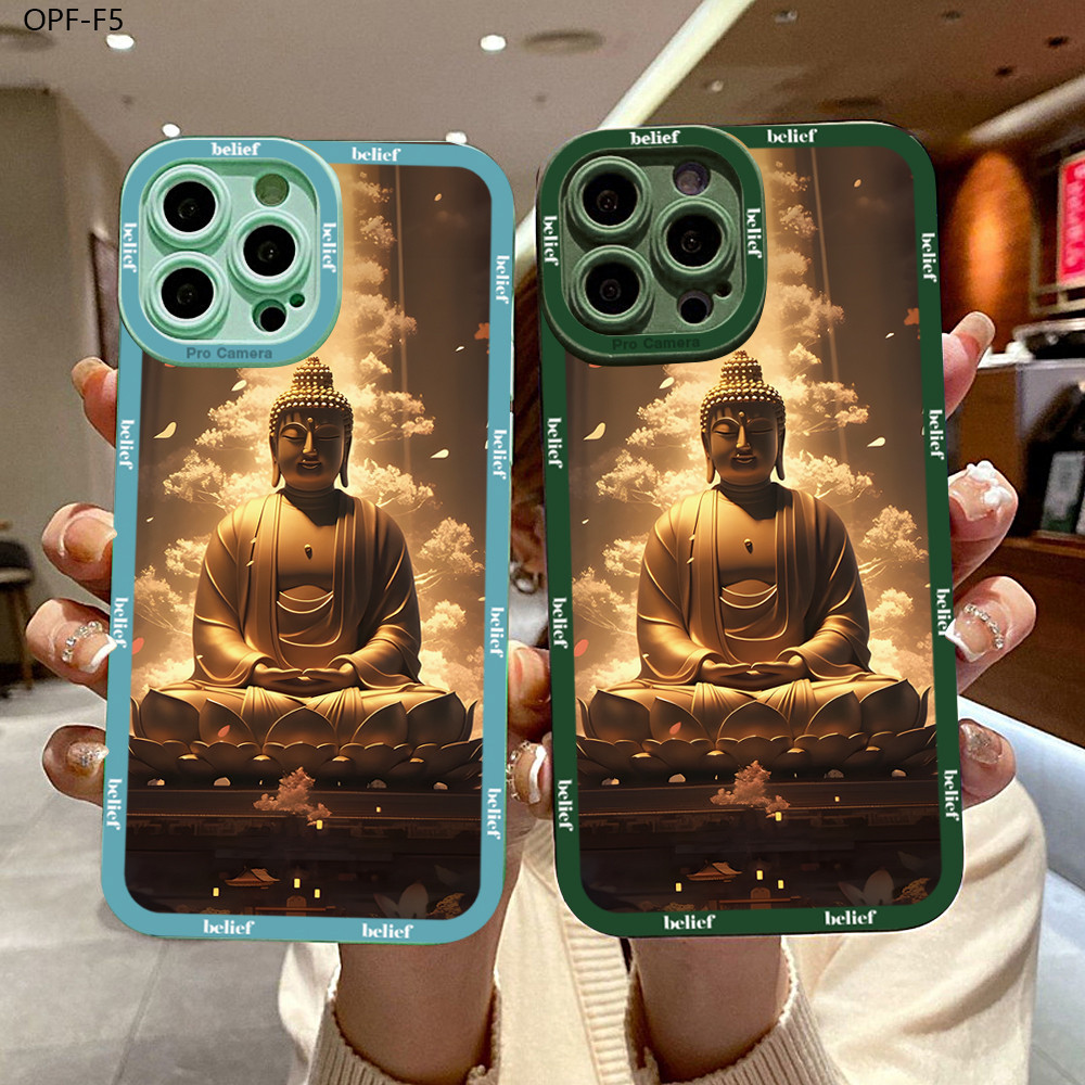 OPPO F5 F7 F9 F11 Youth Pro สำหรับ Case Cartoon Gold Tathagata Buddha เคสโทรศัพท์ Full Cover Thicken Lens Shock-Absorbing Back TPU