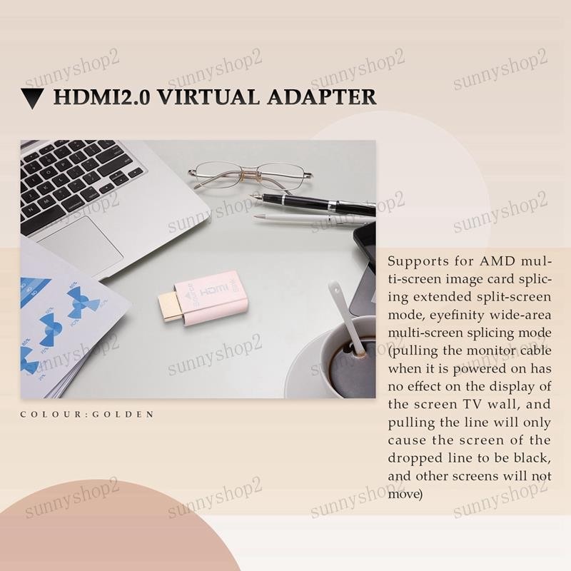 [sunnyshop2019] อะแดปเตอร์ที่จับสัญญาณ HDMI KVM HDMI2.0 EDID DDC ปลั๊กดัมมี่ สําหรับจอแสดงผล HDMI อิมูเลเตอร์ เป็น 3840X2160