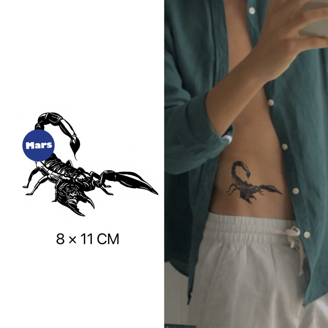Mars Tattoo เทคโนโลยีเมจิก ติดทนนาน 2 สัปดาห์ สติ๊กเกอร์รอยสัก รอยสักกึ่งถาวร แมงป่อง X145