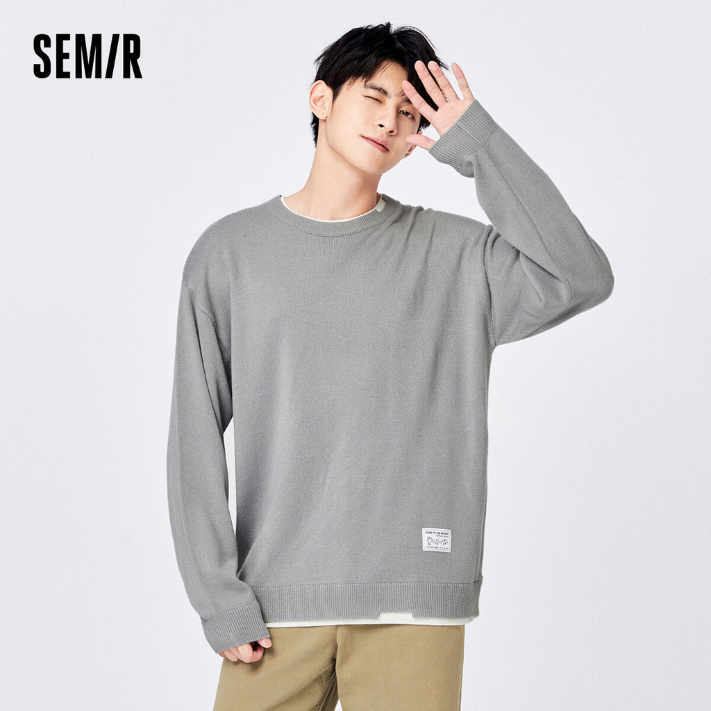 Semir เสื้อกันหนาว คอกลม ผ้าถัก แบบเรียบง่าย แฟชั่นฤดูใบไม้ร่วง และฤดูหนาว สไตล์ญี่ปุ่น สําหรับผู้ชาย 2022