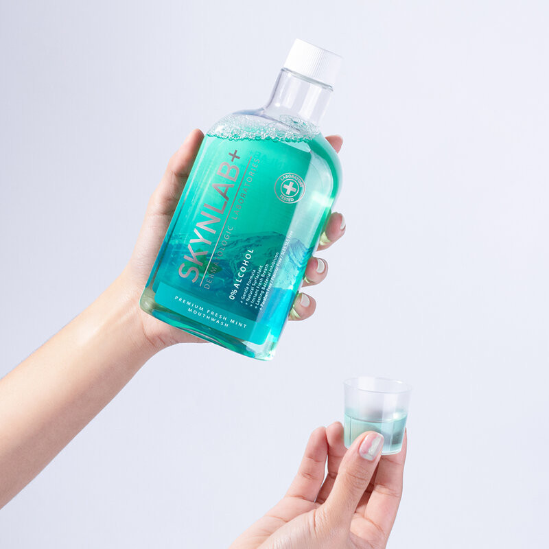 Skynlab Premium Fresh Mint Mouthwash 400ml น้ำยาบ้วนปาก. ราคา ถูกที่สุด ดีลบีเคเค แกลเลอรีภาพที่ 4