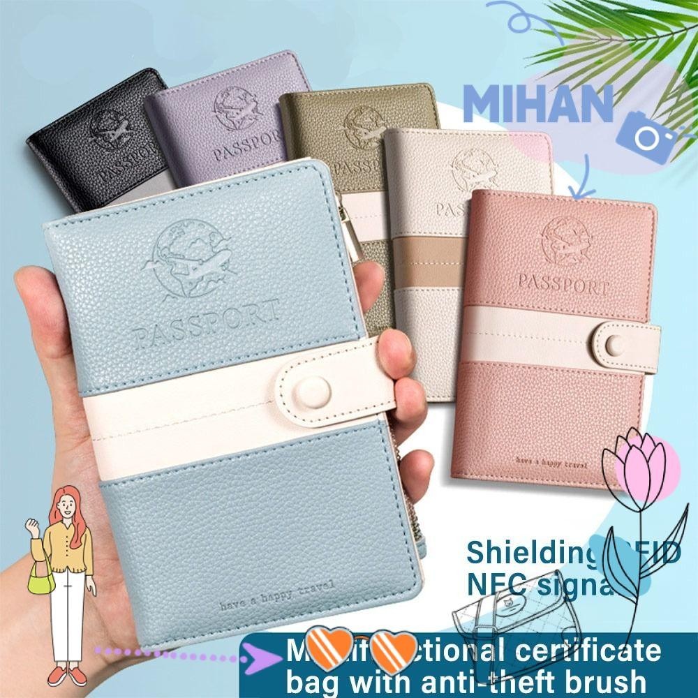 Mh RFID ปกหนังสือเดินทาง, หนัง PU ป้องกันหนังสือเดินทาง อเนกประสงค์, คุณภาพสูง กันน้ํา บางเฉียบ ธุรกิจ เอกสาร ที่ใส่หนังสือเดินทาง อุปกรณ์การเดินทาง