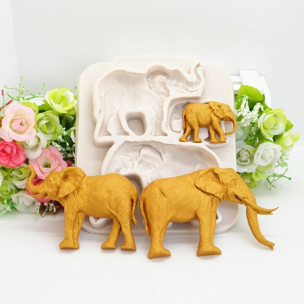 แม่พิมพ์ซิลิโคนเรซิ่น รูปช้าง สําหรับทําเค้กช็อคโกแลต ฟองดองท์ เบเกอรี่ DIY