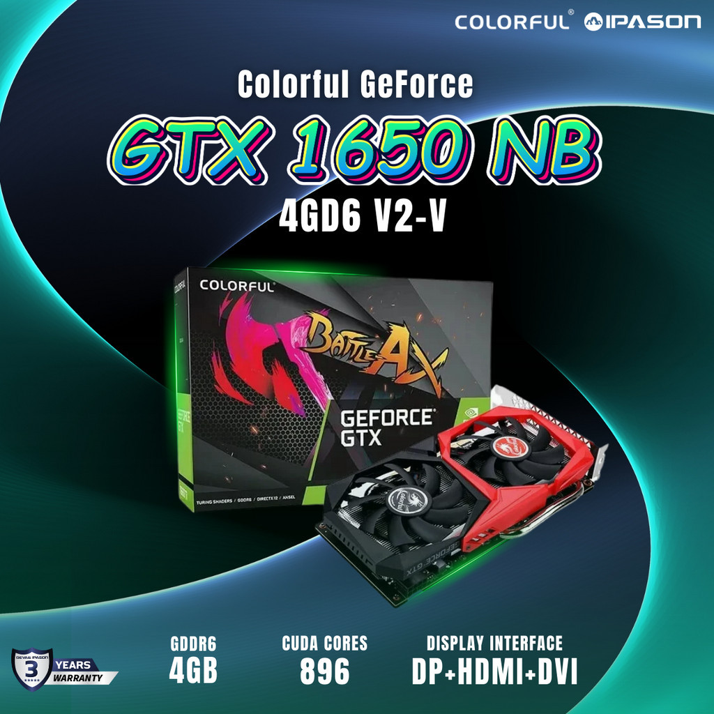 COLORFUL GPU การ์ดจอ การ์ดแสดงผล รุ่น GeForce GTX 1650 NB 4GD6 V2-V คอมพิวเตอร์ เล่นเกม ประกันสินค้า 3 ปี โดย IPASON