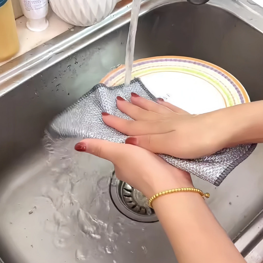 CLEANING CLOTH ผ้าทําความสะอาดลวดเหล็ก ผ้าเช็ดจาน หม้อ กระทะ ทําความสะอาดจาน ผ้าขนหนูในครัว LIFEPLAZA