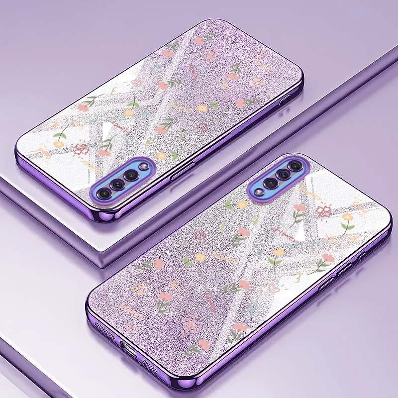 เคส Samsung Galaxy A50 A50S A30S A7 2018 A750 ดอกไม้ แฟชั่น กลิตเตอร์ ผง กันกระแทก ซิลิโคน เคสโทรศัพ