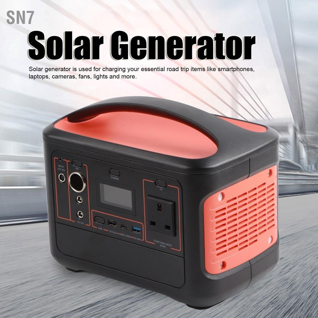 SN7 600W แบบพกพา Power Station พลังงานแสงอาทิตย์แบบพกพากลางแจ้งแหล่งจ่ายไฟฉุกเฉิน 153600MAH 100-240V