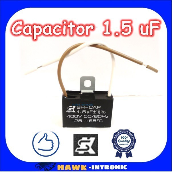 แคปพัดลม ⚡คาปาซิเตอร์พัดลม (Capacitor) ยี่ห้อSK [แท้] 1.5 uF (MFD) 400V สำหรับพัดลม Hatari แบบเหลี่ย