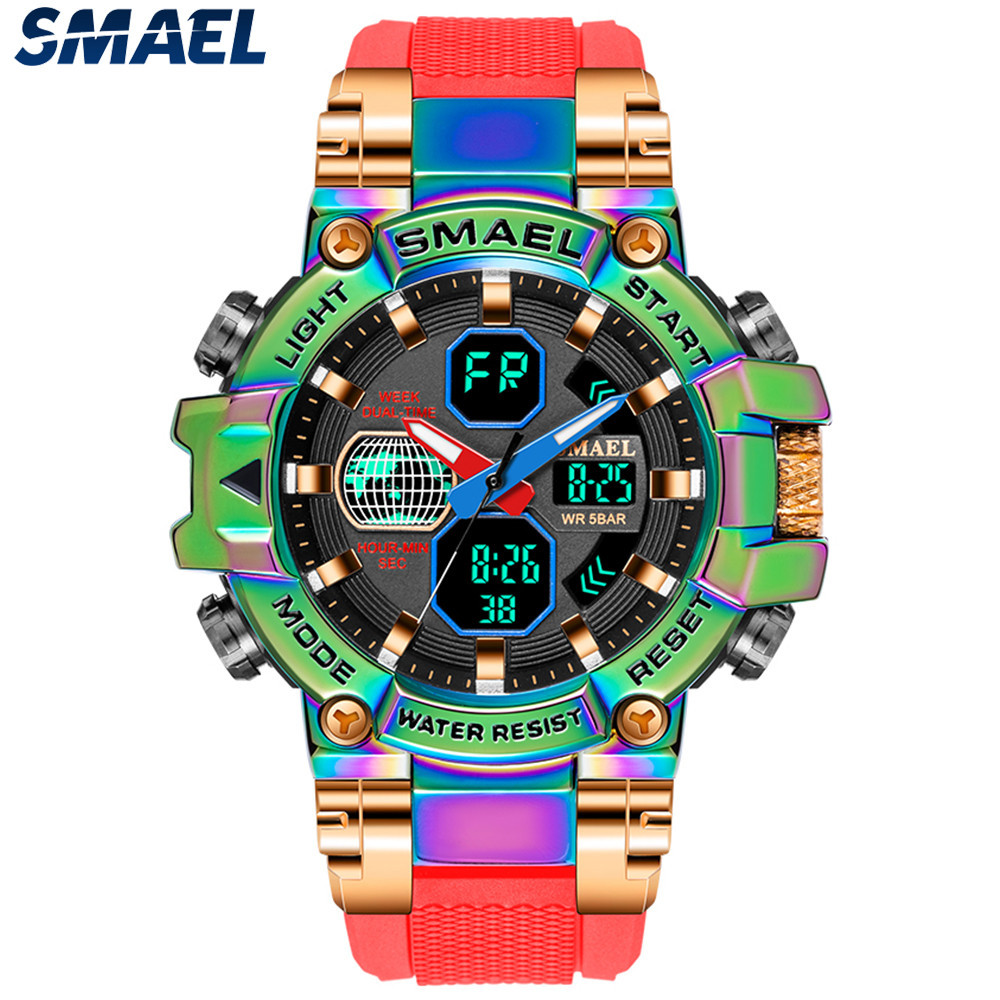 Smael 8027 นาฬิกาข้อมืออิเล็กทรอนิกส์ อเนกประสงค์ กันน้ํา หลากสี สําหรับผู้ชาย