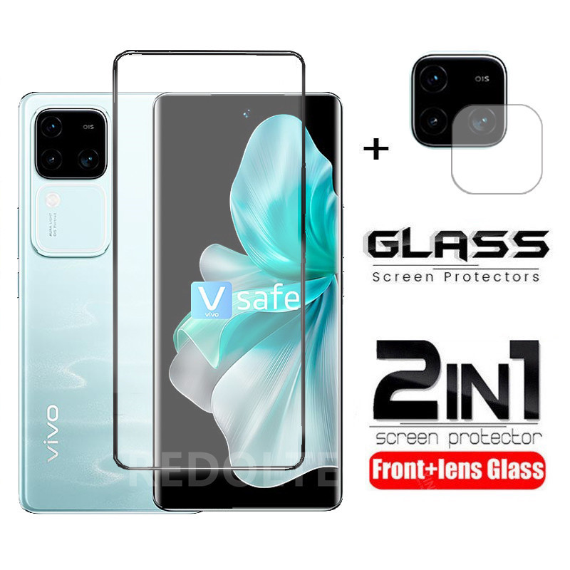 VIVO V30 V30 Pro 5G 2 in 1 ฟิล์มกระจกนิรภัยกันรอยหน้าจอ และเลนส์กล้อง ป้องกันเต็มจอ สําหรับ