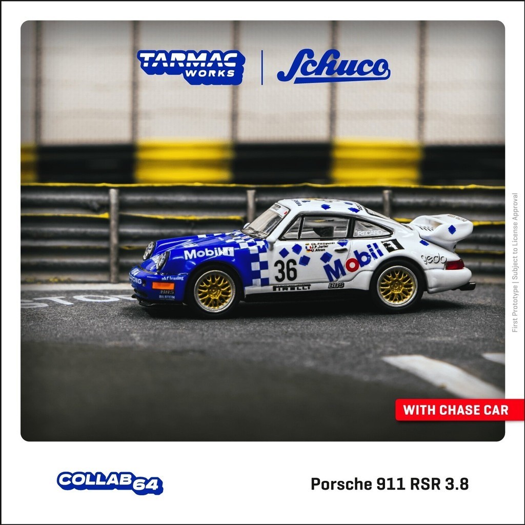 Tarmac Works 1/64 COLLAB64 Porsche 911 RSR 3.8 24h of SPA 1993 #36 Winner