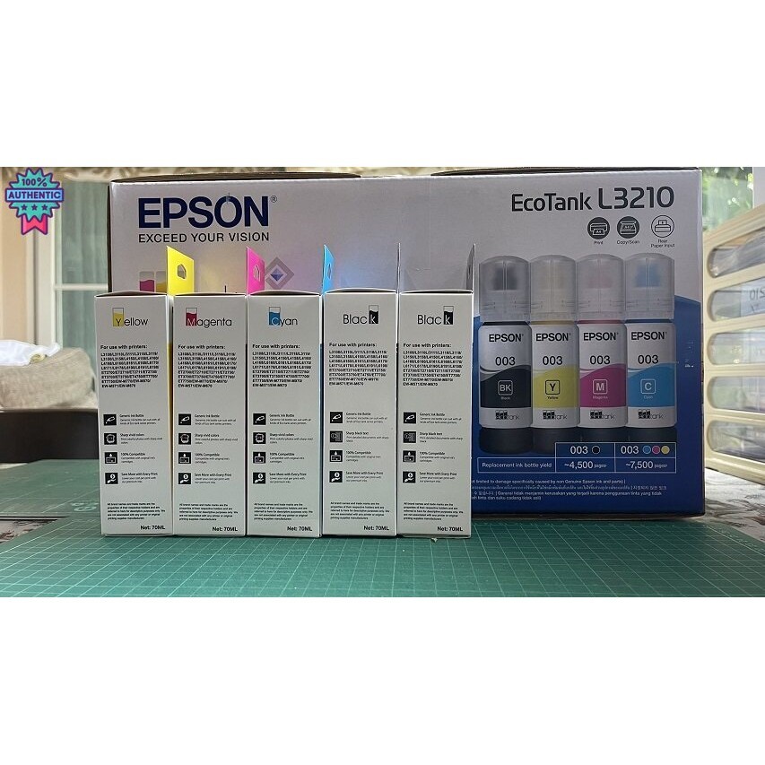 หมึกพรีเมี่ยม Premium Ink สำหรัเติม  Epson Printer 4สี +Black 1ขวด รวม 5 ขวดสำหรัเติม Epson L1210/L3