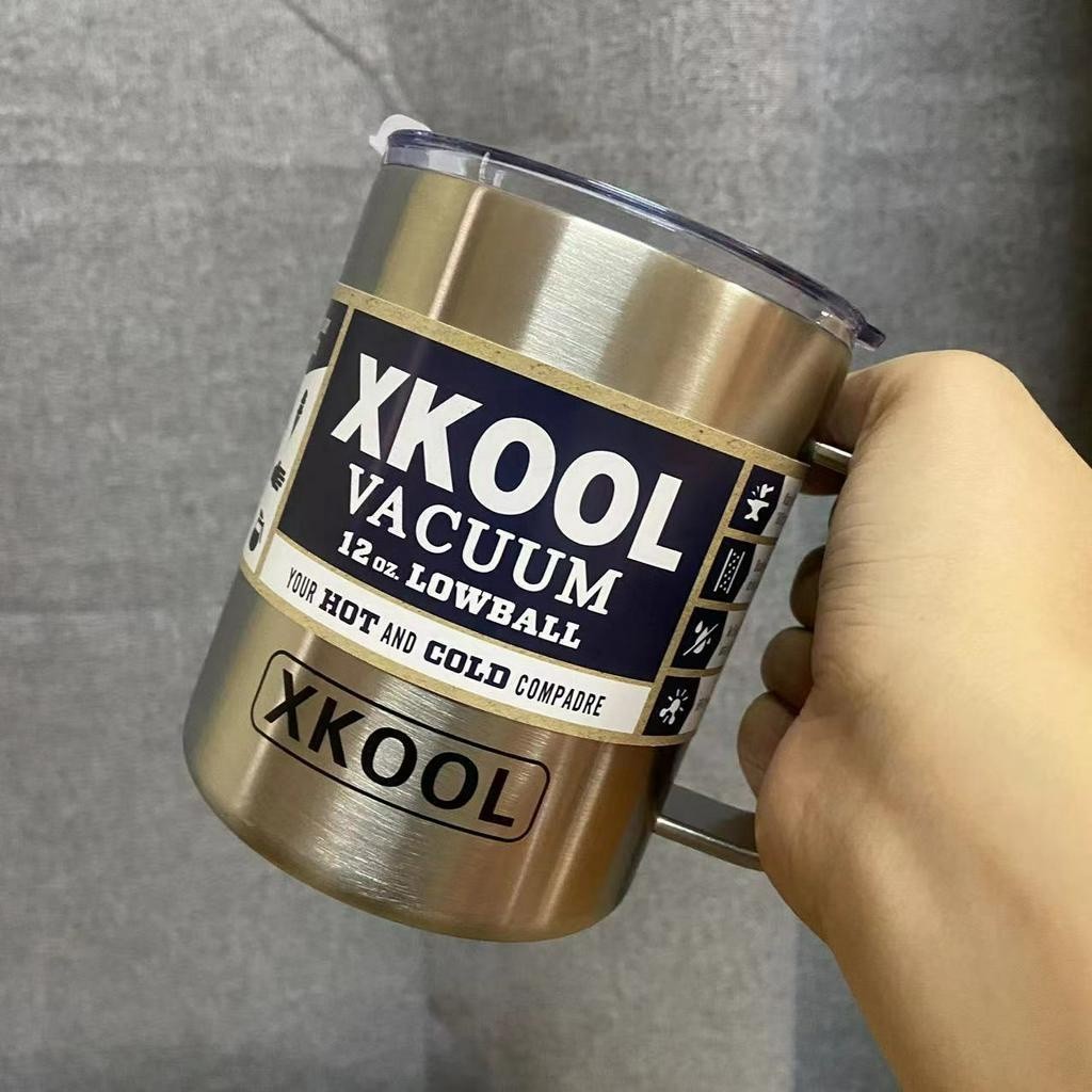 แก้วพกพา Xkool แก้วน้ำ12oz/380ml มาพร้อมหูจับ สีพื้นเก็บอุณหภูมิความเย็น,ร้อน สีพื้นแบบหนา เนื้อแก้ว