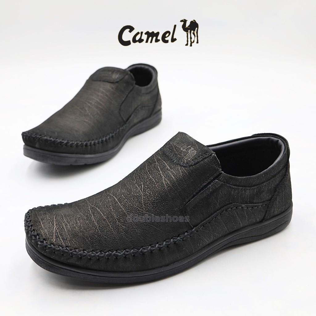 รองเท้าหนัง Camel รองเท้าคัทชูชาย หนังแท้ หนังลายช้าง พื้นนุ่ม เย็บพื้น รุ่น CM127 ไซส์ 40-45