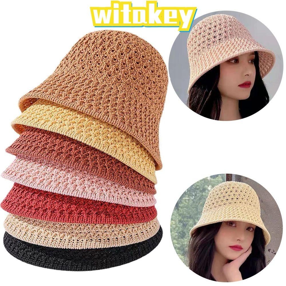 Witakey หมวกปีกกว้าง หมวกชาวประมง แบบนิ่ม แฟชั่นฤดูร้อน
