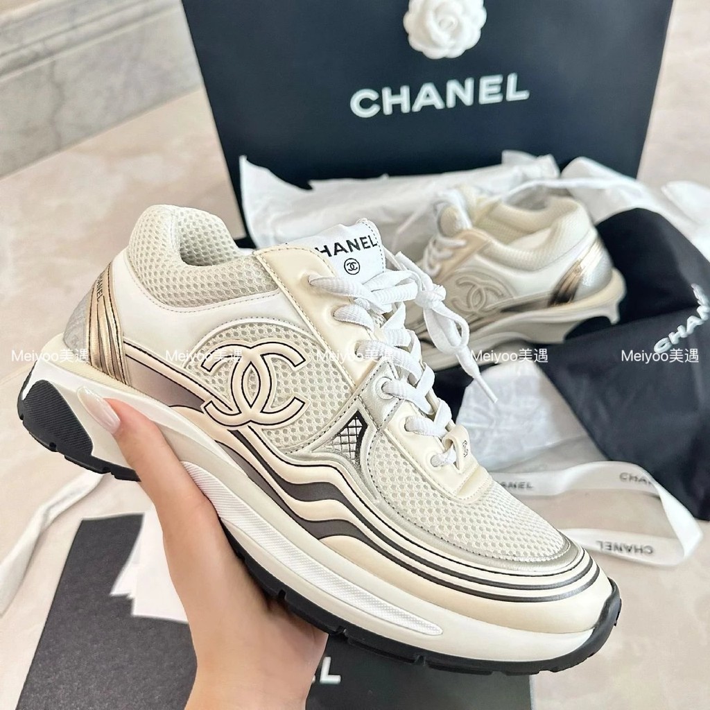 Ch * ANEL Chanel 2024 รองเท้าผ้าใบ ระบายอากาศ กันลื่น เข้ากับทุกการแต่งกาย แฟชั่นฤดูใบไม้ผลิ สไตล์คลาสสิก สําหรับผู้หญิง