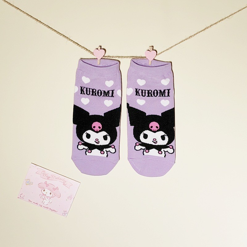 ถุงเท้า ผ้าฝ้าย ลายการ์ตูน Sanrio Girl Kuromi น่ารัก สําหรับเด็กผู้หญิง - รูปที่ 2