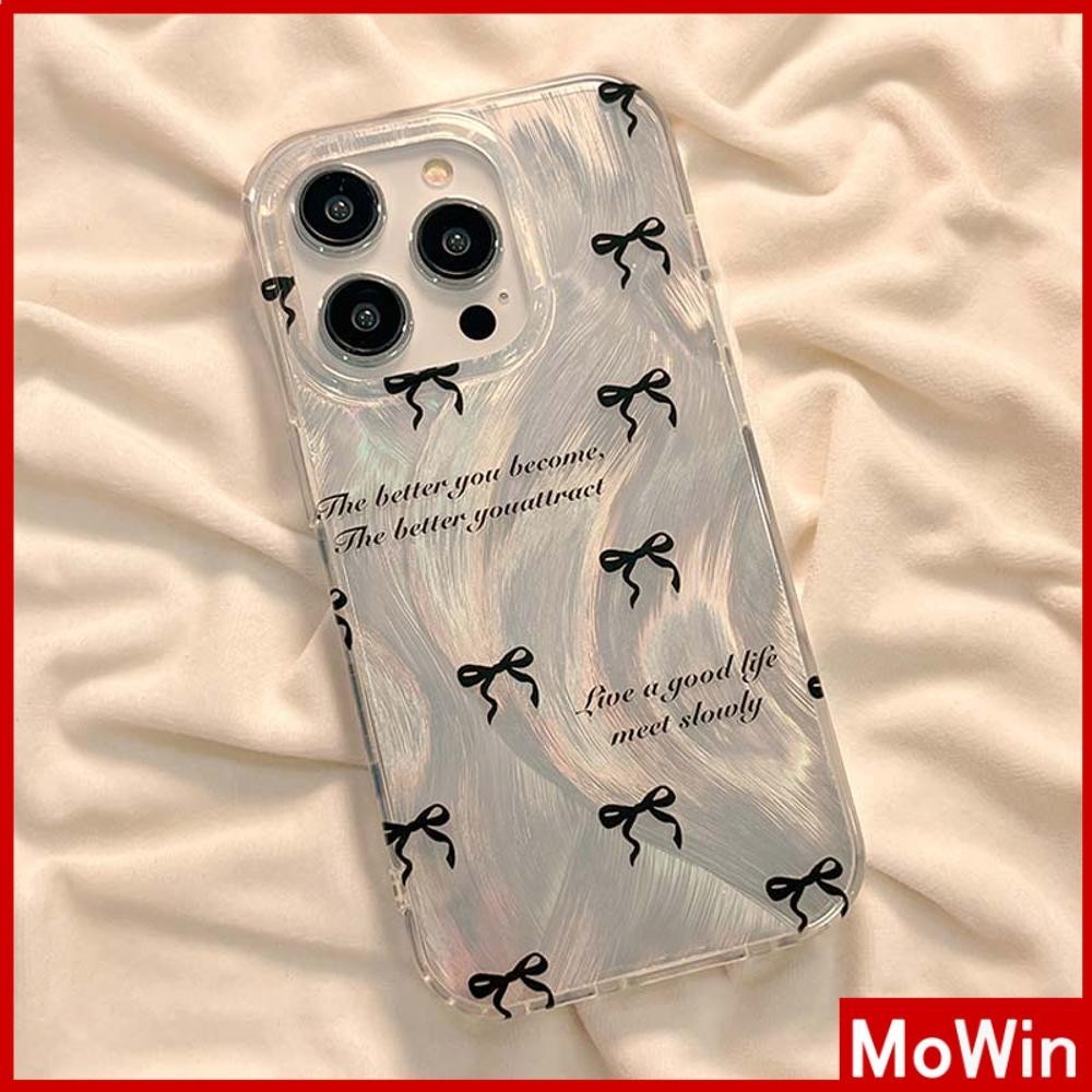 Mowin - สำหรับ iPhone 11 15 Pro Max เคส ไอโฟน ขนนกสีเงินหรูหราโฮโลแกรมเลเซอร์เคสใส อ่อนนุ่ม TPU หูกระต่าย เข้ากันได้กับ iPhone 14 13 Pro Max 12 Pro Max 11 XR XS 7 8 PLUS