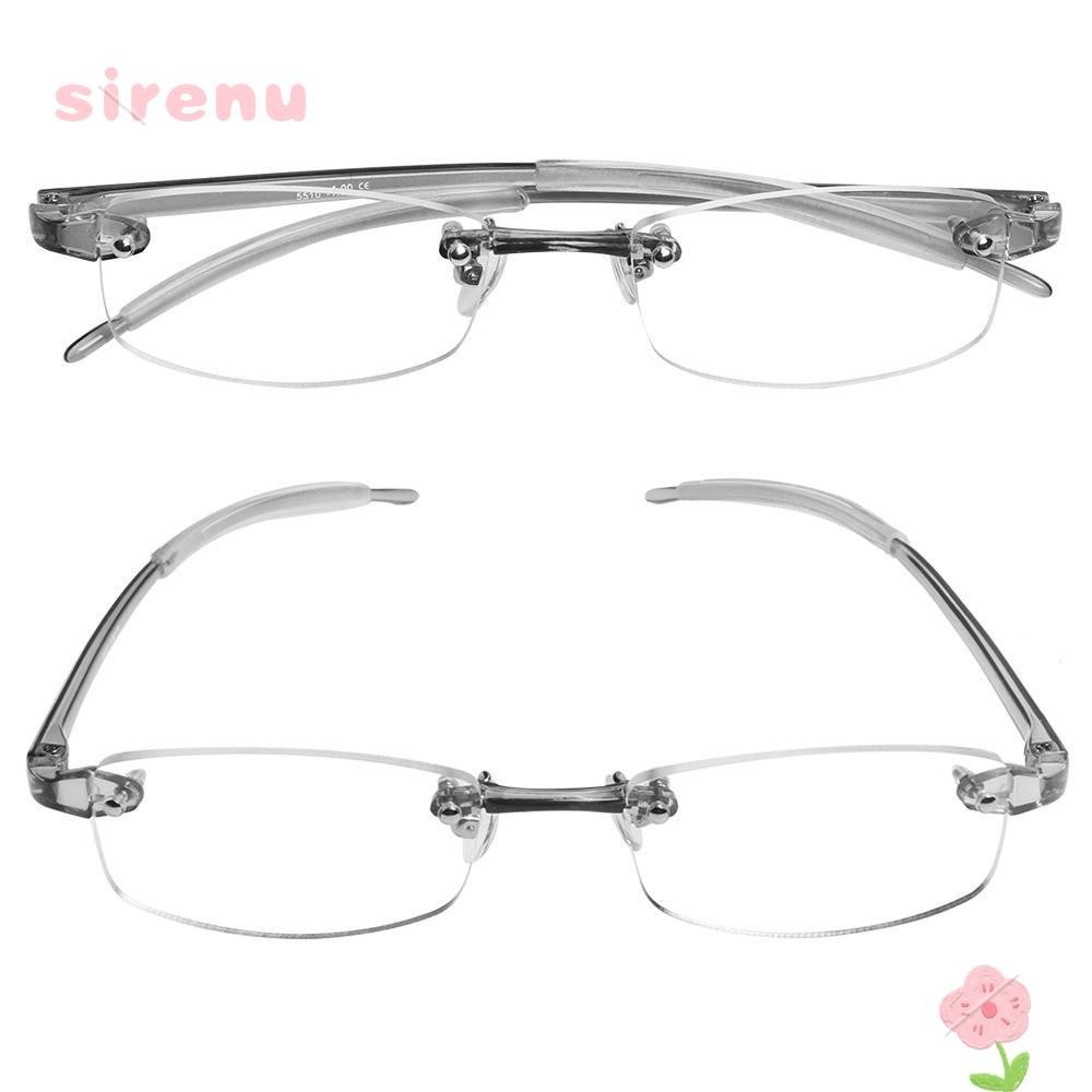 Sirenu แว่นตาสายตาสั้น ยืดหยุ่น แบบพกพา -100~-400 ไดออปเตอร์ โลหะใส สีเทา แว่นอ่านหนังสือ