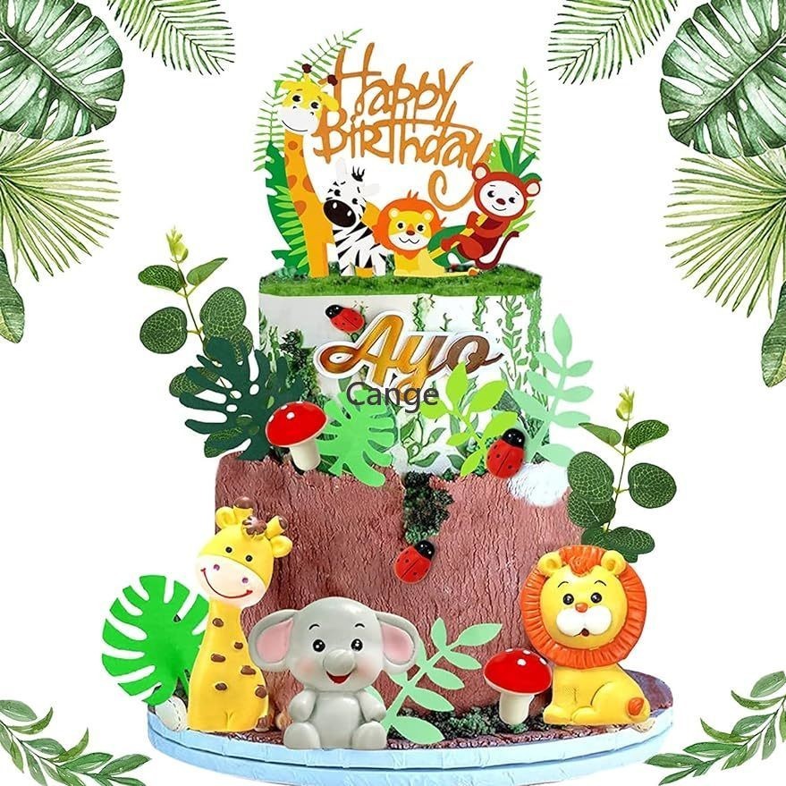 อุปกรณ์ตกแต่งเค้ก ธีมสวนสัตว์ ป่า สัตว์ สวนสัตว์ งานเลี้ยงวันเกิด ขนมหวาน ตกแต่งโต๊ะ