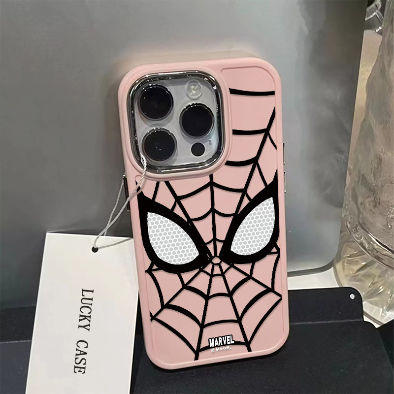 เคสโทรศัพท์มือถือ ซิลิโคนนิ่ม ลายสไปเดอร์แมน มาร์เวล พร้อมกระจก แต่งรูขนาดใหญ่ สําหรับ IPhone 15 14 13 12 11 Pro Max X XR XR X XS Max 7 8 Plus SE2022