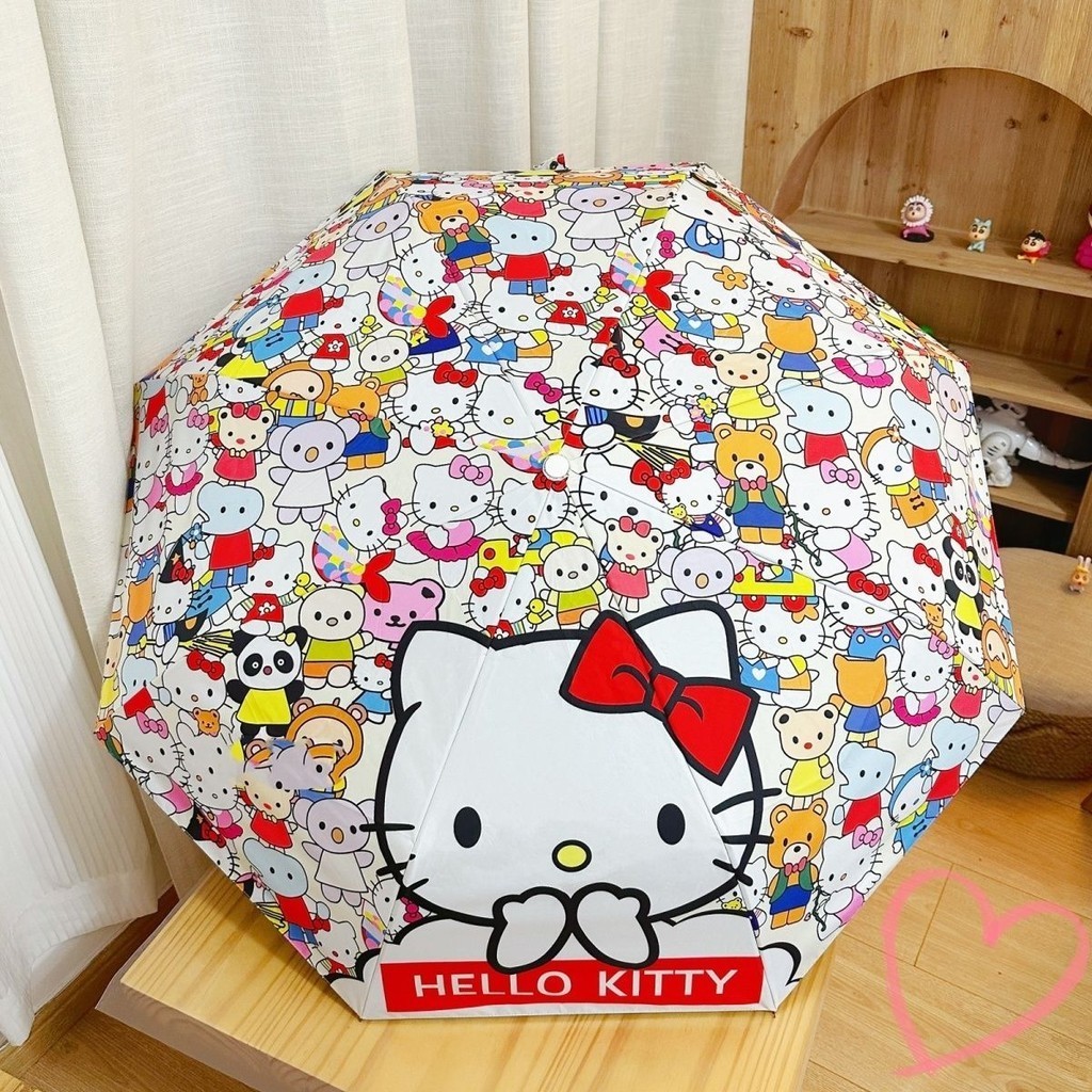ร่มกันแดดอัตโนมัติ ลาย Hello Kitty น่ารัก สีดํา สําหรับผู้หญิง