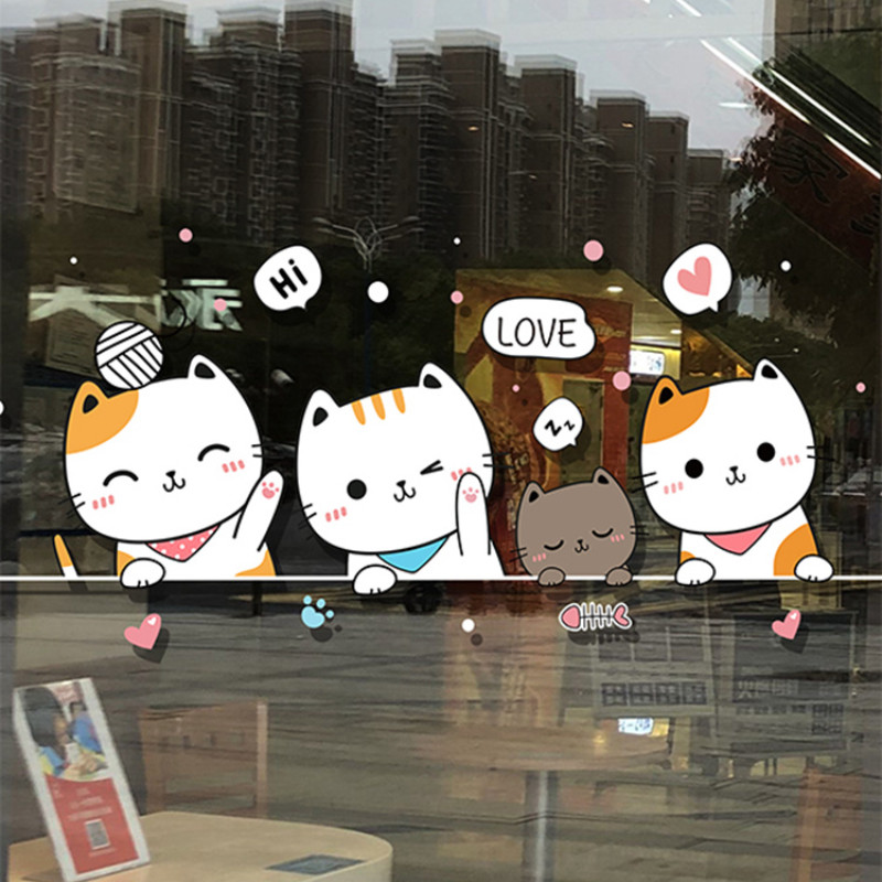 สติกเกอร์ ลายการ์ตูน แบบเรียบ ป้องกันการชน สําหรับติดตกแต่งประตู หน้าต่าง กระจกบานเลื่อน