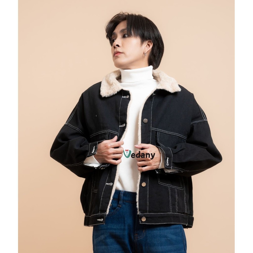 Jeans Blackie Jacket Wool เสื้อโค้ทยีนส์ บุขนกันหนาวได้ถึงติดลบ Unisex ใส่ได้ทั้งชายและหญิง สีดำ VDN-Coat 004