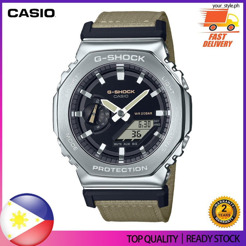 GM-2100CB-2100 Silver Black Mens Sports Watch พร้อมสายไนลอน สายนาฬิกาแฟชั่นเรซิ่น hp457
