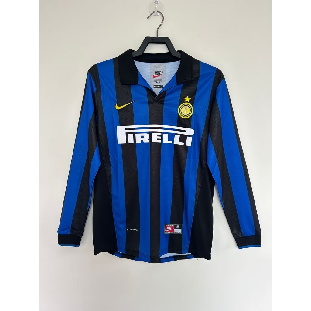 เสื้อกีฬาแขนยาว ลายทีม Inter Milan's 9899 คุณภาพสูง สไตล์เรโทร