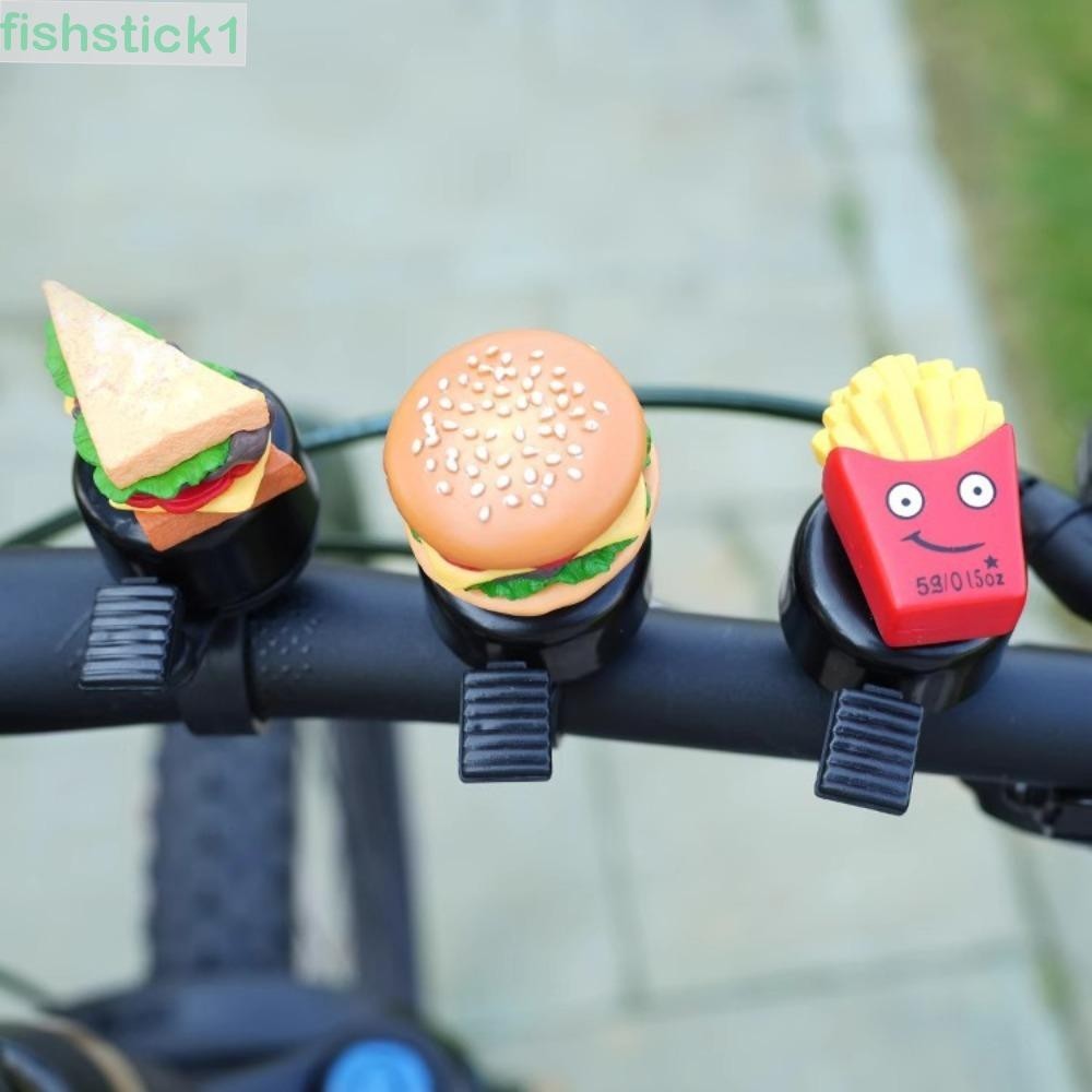 Fishstick1 กระดิ่งติดแฮนด์จักรยาน ลายการ์ตูนแซนวิช แฮมเบอร์เกอร์ เฟรนช์ฟราย เฟรนช์ฟรายส์ สําหรับรถจักรยาน สกูตเตอร์