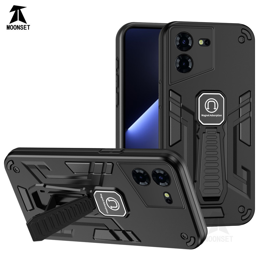 สําหรับ Tecno POVA 5 Pro เคสขาตั้ง แบบพับได้ แข็ง PC ด้านหลัง ขอบ TPU นิ่ม กันกระแทก กันตก บางเฉียบ