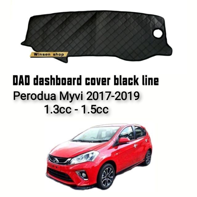 Perodua myvi 2018 ฝาครอบแดชบอร์ดสายสีดําเสื่อกันลื่น CAR