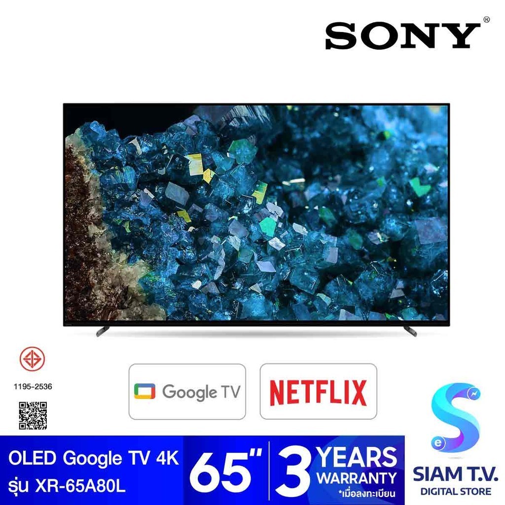 SONY Bravia XR OLED Google TV 4K รุ่น XR-65A80L Google TV 65 นิ้ว A80L Series ปี2023 โดย สยามทีวี by Siam T.V.