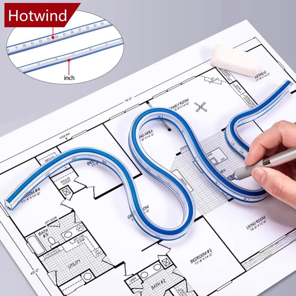 Hotwind ไม้บรรทัดโค้ง 30 40 50 60 ซม. ยืดหยุ่น อุปกรณ์เสริม สําหรับเย็บผ้า วาดภาพ สเกลเมตริก ภาษาอังกฤษ C7I5