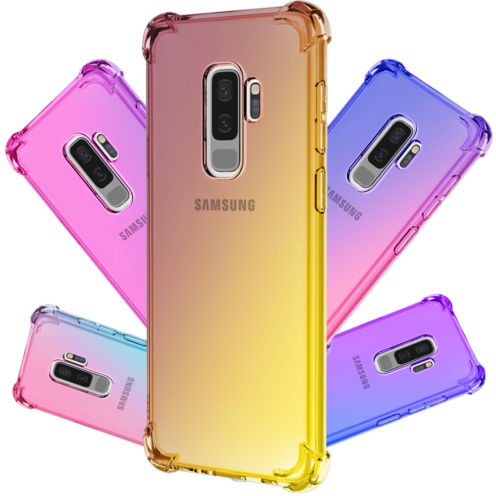 Galaxy S8 S9 Plus S7 Edge S7 เคสใส ไล่ระดับ น่ารัก กันกระแทก กันชน เคสป้องกันโทรศัพท์มือถือ สําหรับผู้หญิง เด็กผู้หญิง ยืดหยุ่น บาง เคสโทรศัพท์