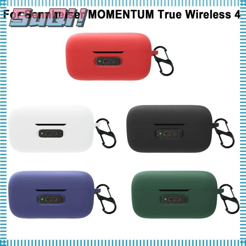 Suqi เคสซิลิโคนนิ่ม ป้องกันรอยขีดข่วน พร้อมตะขอ กันกระแทก สําหรับ Sennheiser MOMENTUM True Wireless 4