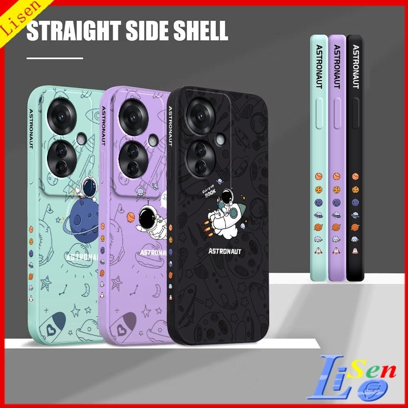 เคส OPPO Reno 11F 5G/Reno 11 5G/Reno11 5G/Reno 10 Pro 5G/Reno 8T 5G/Reno 7Z/Reno 8Z 5G การ์ตูนนักบินอวกาศ Planet ภาพประกอบซิลิโคนเคสโทรศัพท์ TKA