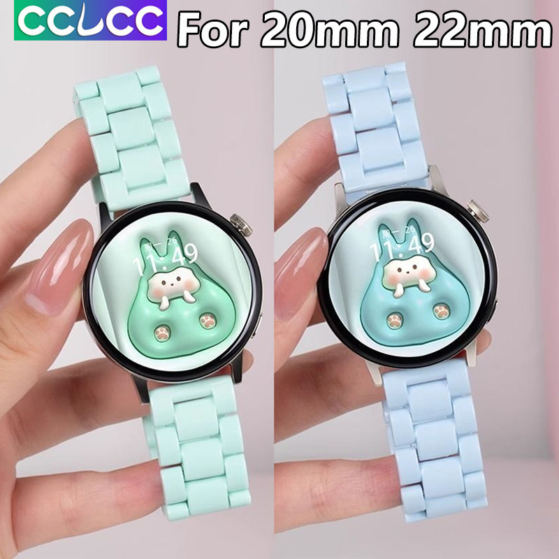 Cclcc สายนาฬิกาข้อมืออะคริลิค เรซิน กันน้ํา สีแคนดี้ สําหรับ Samsung Galaxy Watch 6 5 4 44 มม. 40 มม. HUAWEI Smartwatch GT 4 3 2 46 มม. 42 มม. 20 มม. 22 มม.