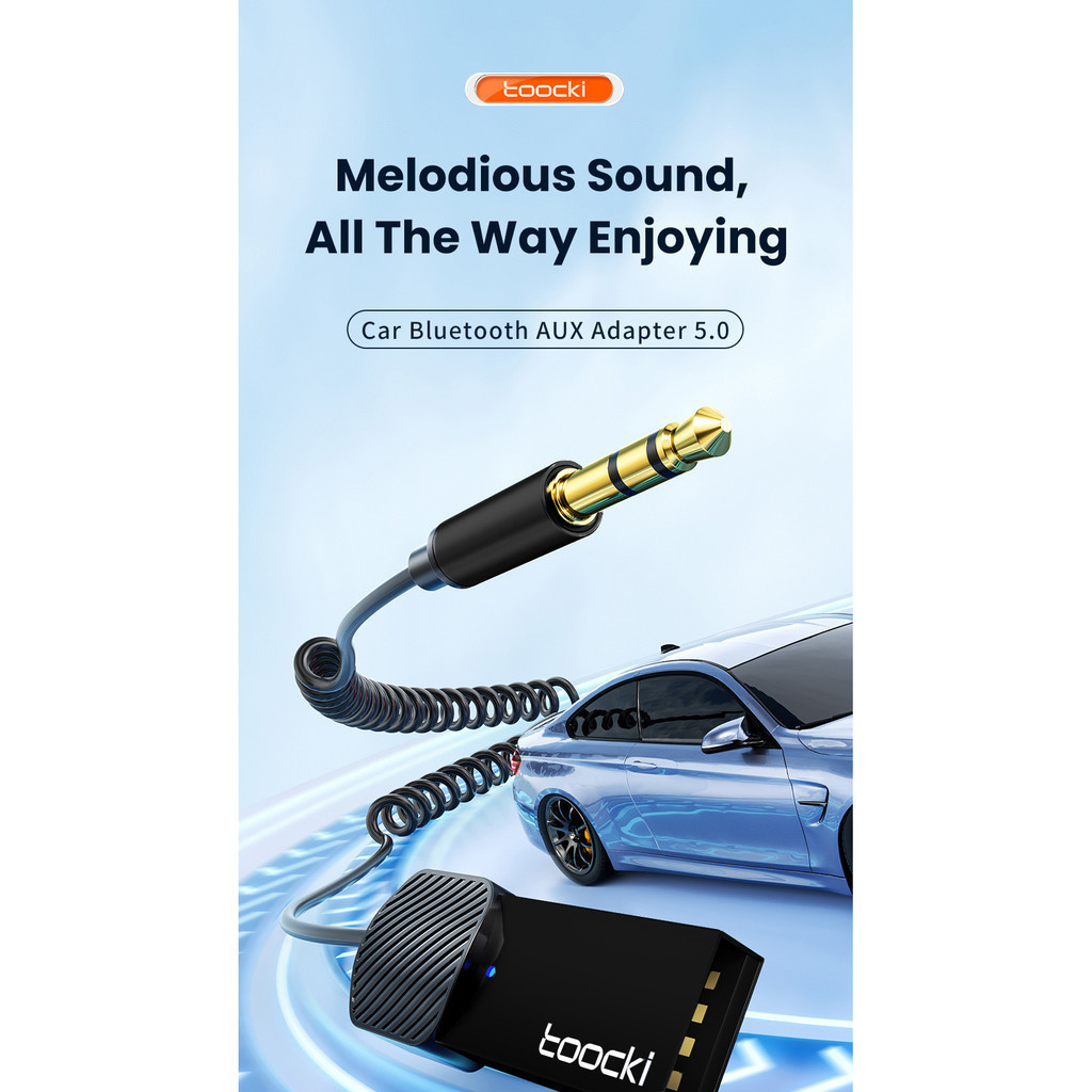 Toocki Audio Bluetooth Receiver Adapter 5.0 USB AUX Anti Delay - TBT01-YS01 - สีดํา