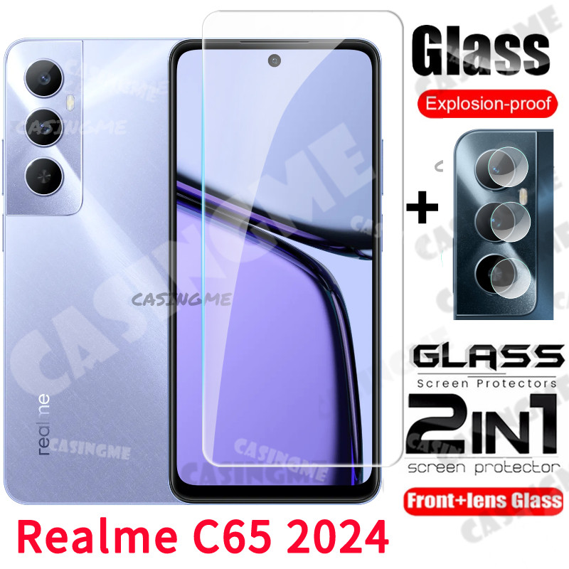 2 in 1 ฟิล์มกระจกนิรภัยกันรอยหน้าจอ เลนส์ด้านหลัง สําหรับ Realme C65 2024 Realme C65 C 65 RealmeC65 