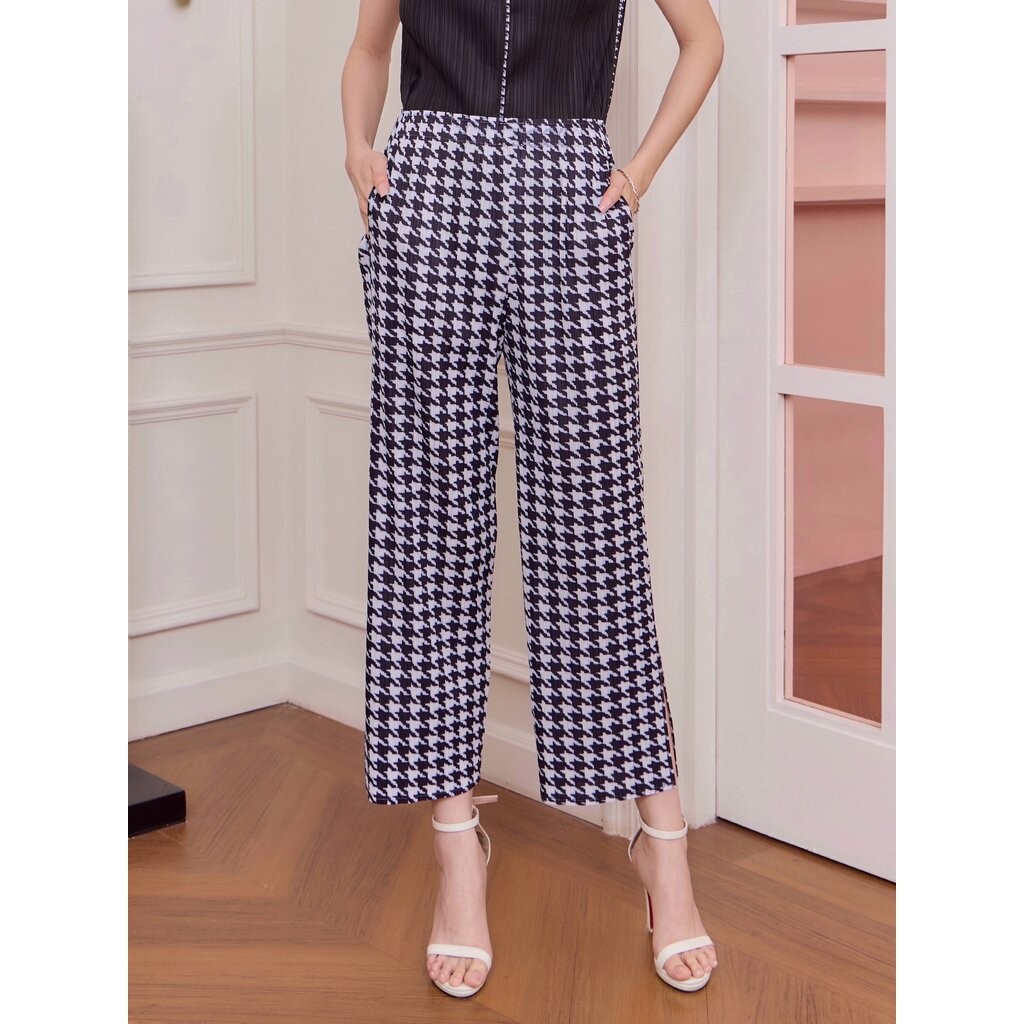 ยาว 35 นิ้ว 2MUAY รุ่น GJO8125-9 กางเกงพลีทคุณภาพ SHINORI PRINTED STRAIGHT PLEATED PANT 3สี FREE SIZE