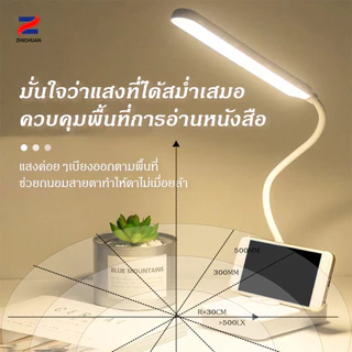 ZHICHUANG โคมไฟตั้งโต๊ะ โคมไฟอ่านหนังสือ LED ไฟมินิมอล มีแบตเตอรี่ในตัว ปรับแสงได้3สี รี่แสงได้