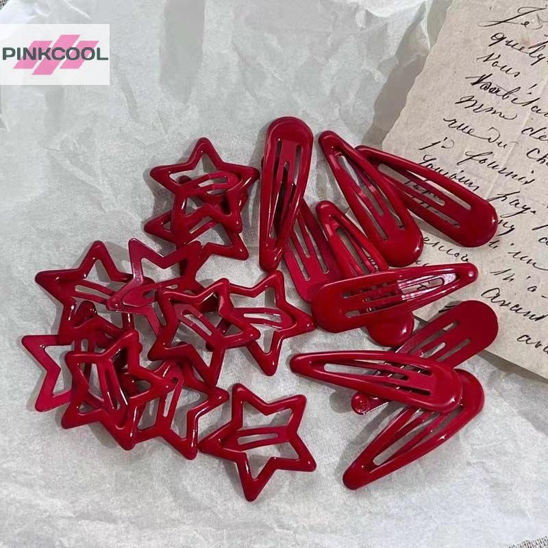 Pinkcool 5 ชิ้น Red Star โลหะ Snap Lucky คลิปผมสาว Hairpins Barrettes เครื่องประดับผม Hairpin Headwear Party ร้อน – โปรปัง