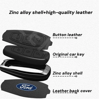 Ford ฝาครอบรถหนัง ปลอกรถ ฝาครอบโลหะผสมสังกะสี เคสป้องกันสมาร์ทคีย์ เคสกุญแจรถยนต์ พวงกุญแจรถยนต์ พวงกุญแจ อุปกรณ์เสริมรถยนต์ Ford Ranger Raptor Everest Fiesta Focus Mustang Escape Ecosport STI