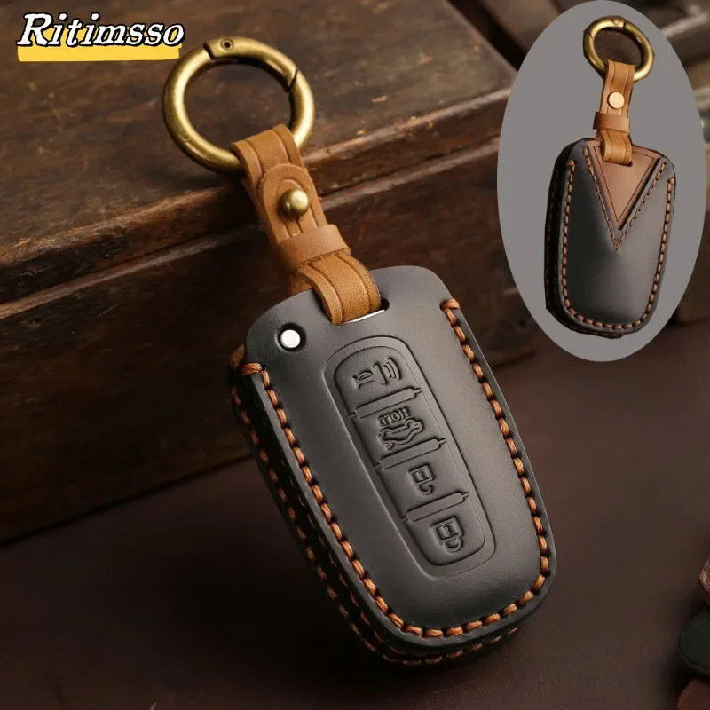 Handmade Leather  Key Case Cover Fob for Hyundai IX35 Elantra Sonata 8 9 for Kia Sportage K5 K2 Sore
